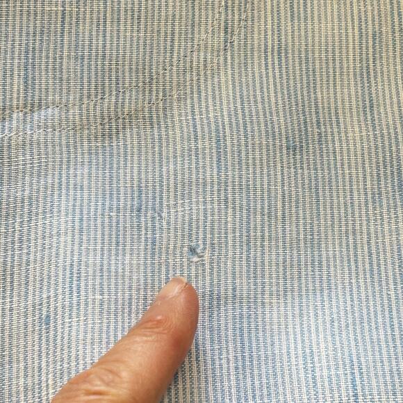 Vineyard Vines Tiny Breeze Linen Shirt Dress 8 Blue White Striped Pockets - Picture 7 of 9